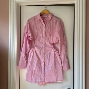 Button up, open-back Shirt Dress